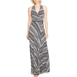 White House Black Market Halter Surplice Printed Maxi Dress, Size 4